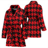 Houndstooth Pattern Print Women Long Robe-grizzshop