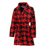 Houndstooth Pattern Print Women Long Robe-grizzshop