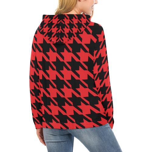 Houndstooth Pattern Print Women Pullover Hoodie-grizzshop
