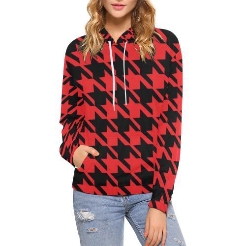 Houndstooth Pattern Print Women Pullover Hoodie-grizzshop