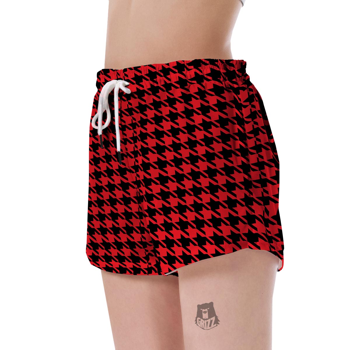 Houndstooth Pattern Print Women's Shorts-grizzshop