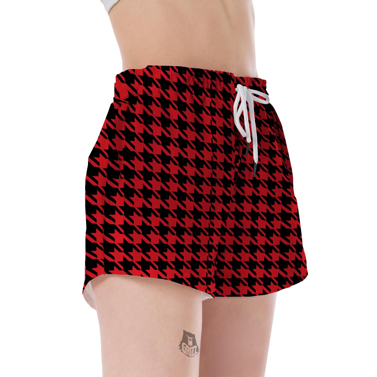 Houndstooth Pattern Print Women's Shorts-grizzshop