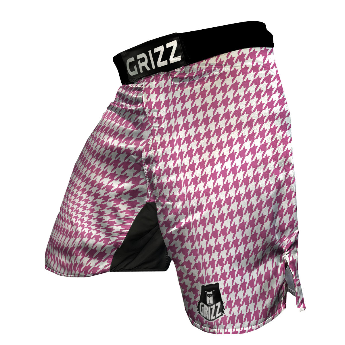 Houndstooth Pink Print Pattern MMA Shorts-grizzshop