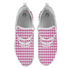 Houndstooth Pink Print Pattern White Athletic Shoes-grizzshop