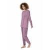 Houndstooth Pink Print Pattern Women's Pajamas-grizzshop