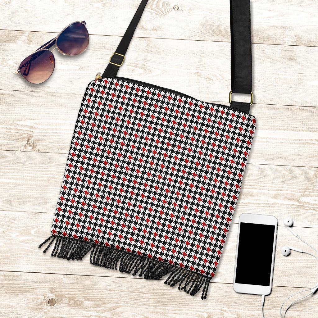 Houndstooth Print Pattern Crossbody Bags-grizzshop