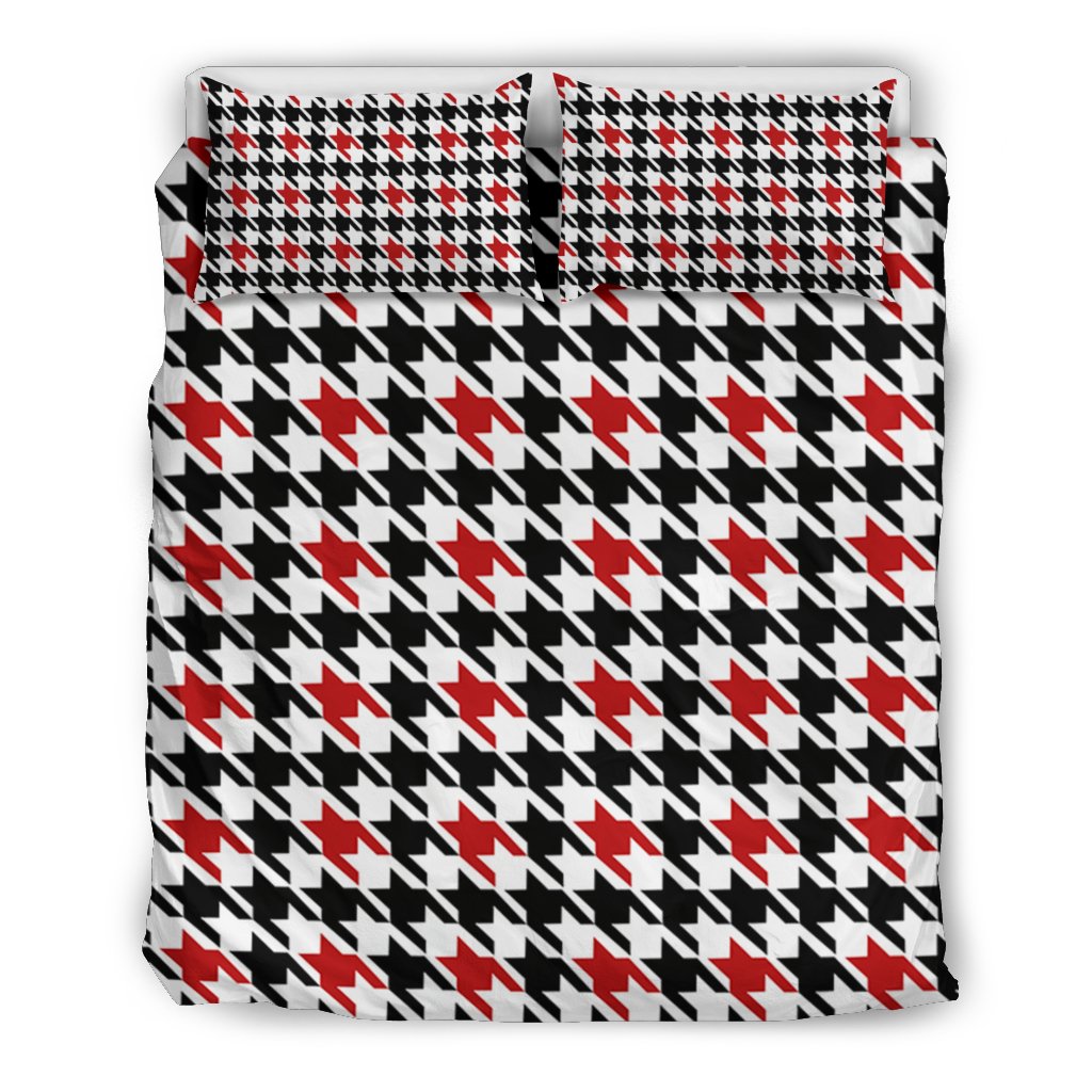 Houndstooth Print Pattern Duvet Cover Bedding Set-grizzshop