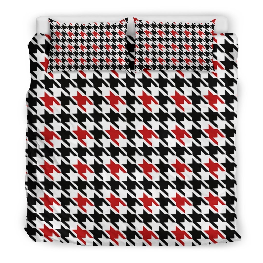 Houndstooth Print Pattern Duvet Cover Bedding Set-grizzshop