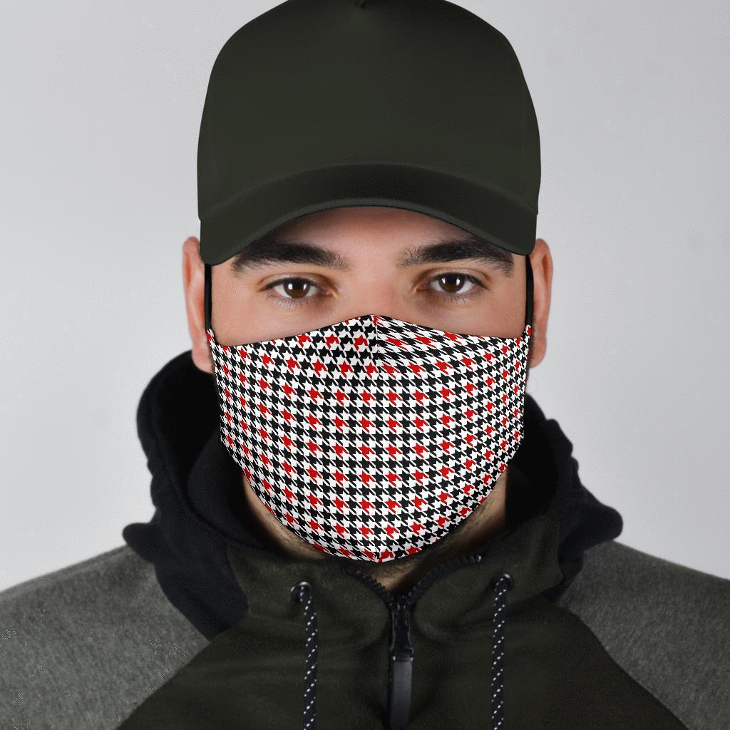 Houndstooth Print Pattern Face Mask-grizzshop