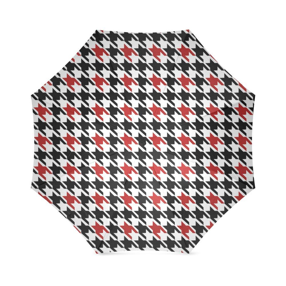 Houndstooth Print Pattern Foldable Umbrella-grizzshop