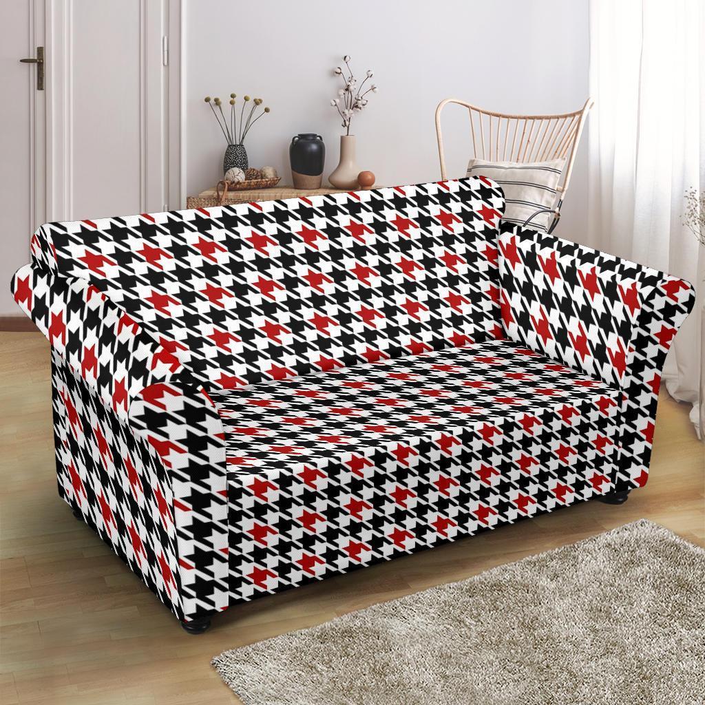 Houndstooth Print Pattern Loveseat Cover-grizzshop