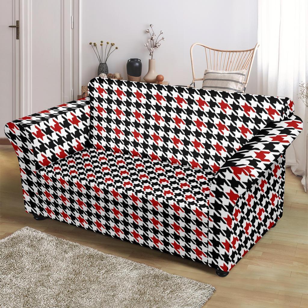 Houndstooth Print Pattern Loveseat Cover-grizzshop