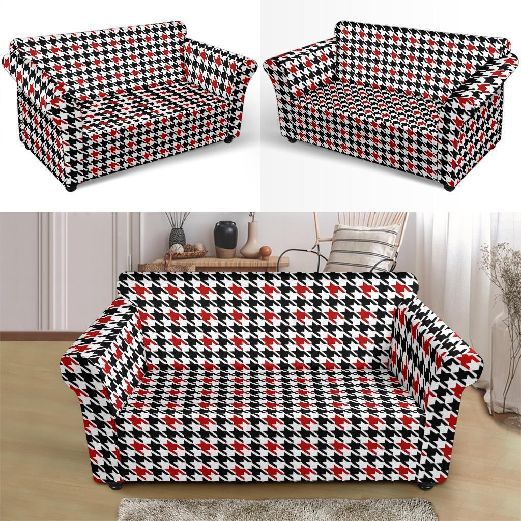 Houndstooth Print Pattern Loveseat Cover-grizzshop