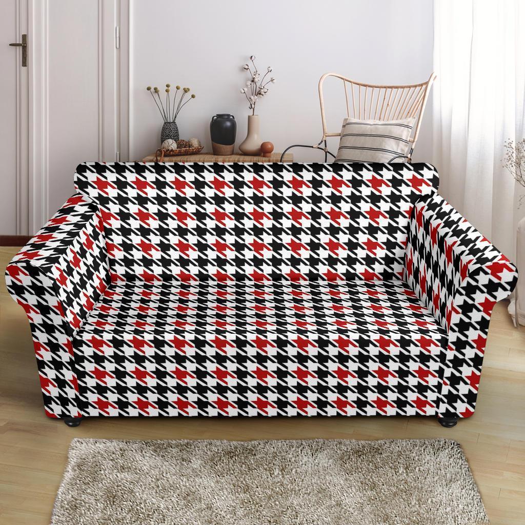 Houndstooth Print Pattern Loveseat Cover-grizzshop