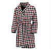 Houndstooth Print Pattern Men Long Robe-grizzshop