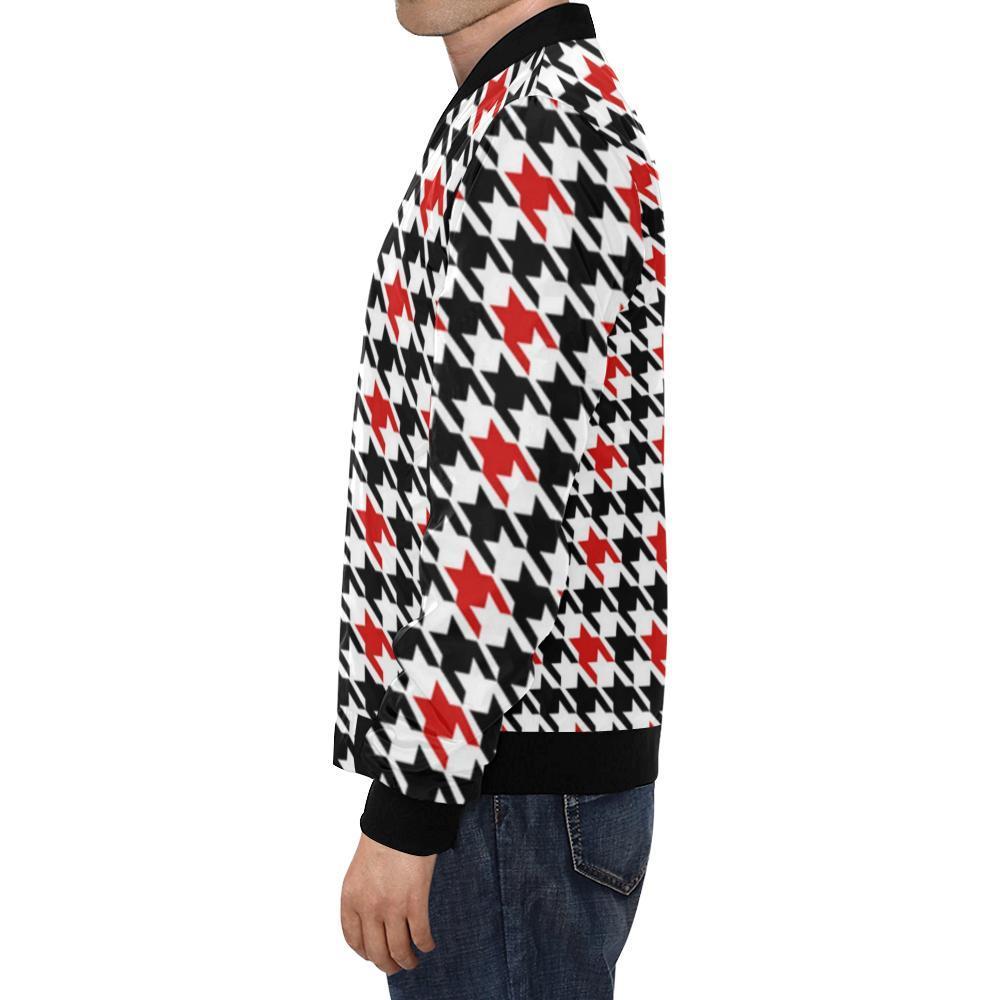 Houndstooth Print Pattern Men's Bomber Jacket-grizzshop