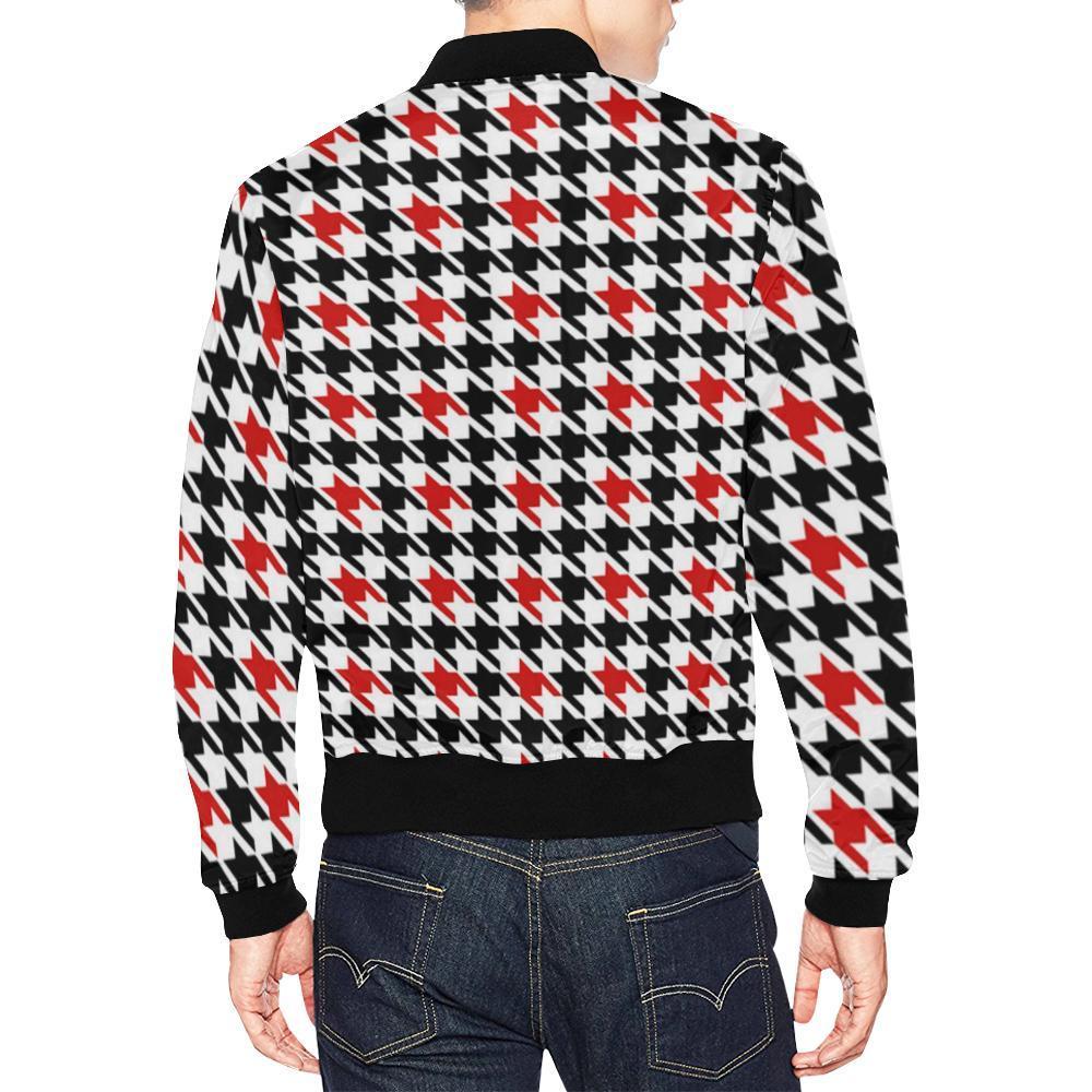 Houndstooth Print Pattern Men's Bomber Jacket-grizzshop