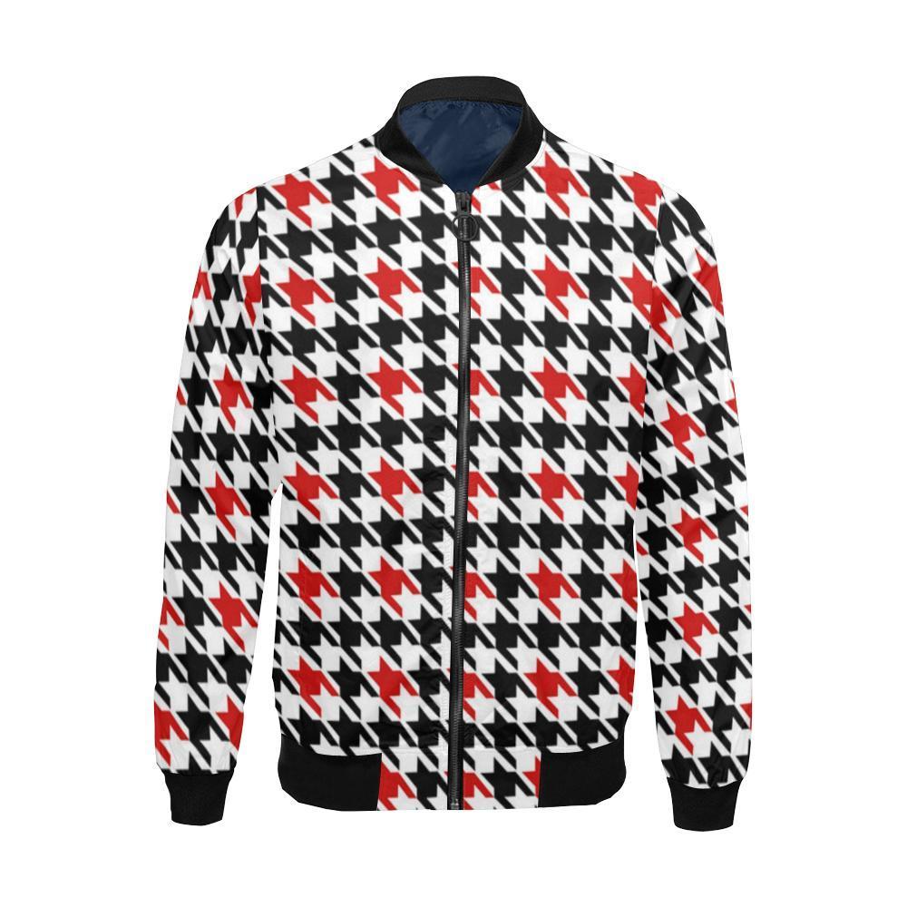 Houndstooth Print Pattern Men's Bomber Jacket-grizzshop