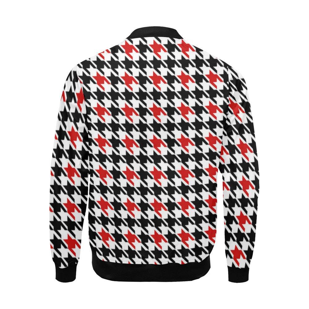 Houndstooth Print Pattern Men's Bomber Jacket-grizzshop