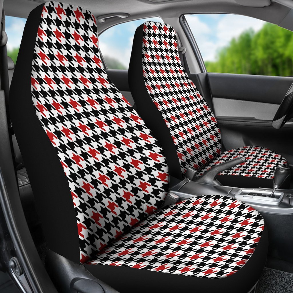 Houndstooth Print Pattern Universal Fit Car Seat Cover-grizzshop