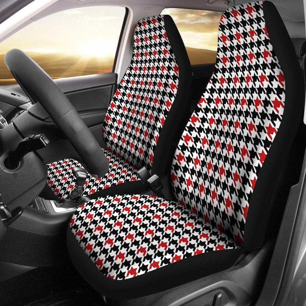 Houndstooth Print Pattern Universal Fit Car Seat Cover-grizzshop