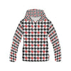 Houndstooth Print Pattern Women Pullover Hoodie-grizzshop