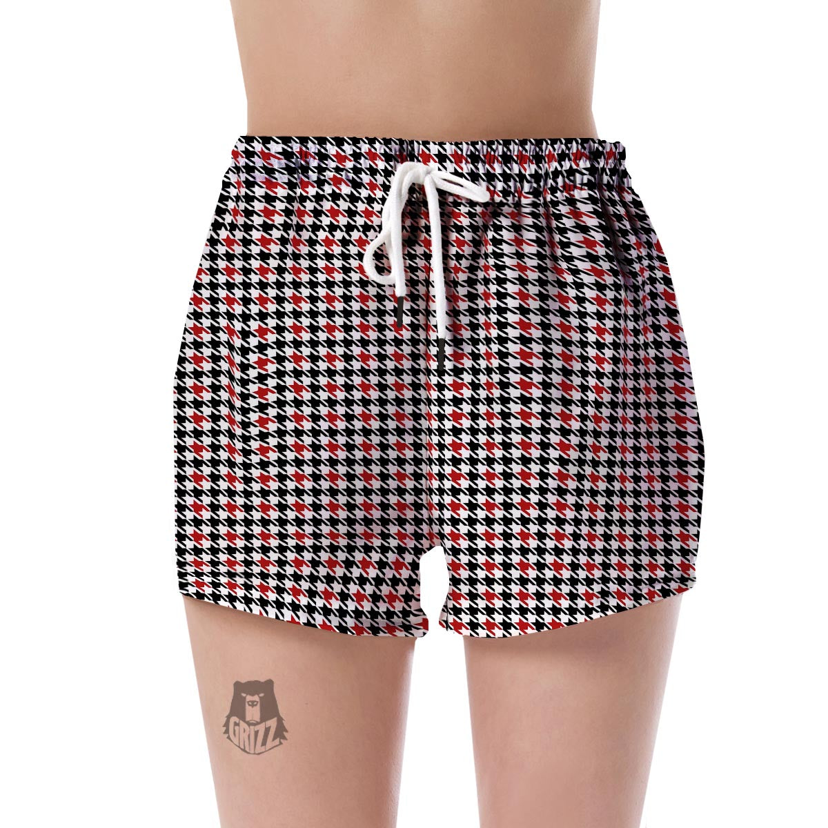 Houndstooth Print Pattern Women's Shorts-grizzshop