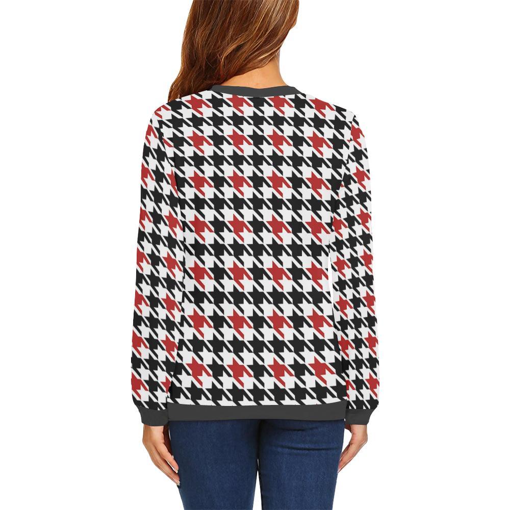 Houndstooth Print Pattern Women's Sweatshirt-grizzshop