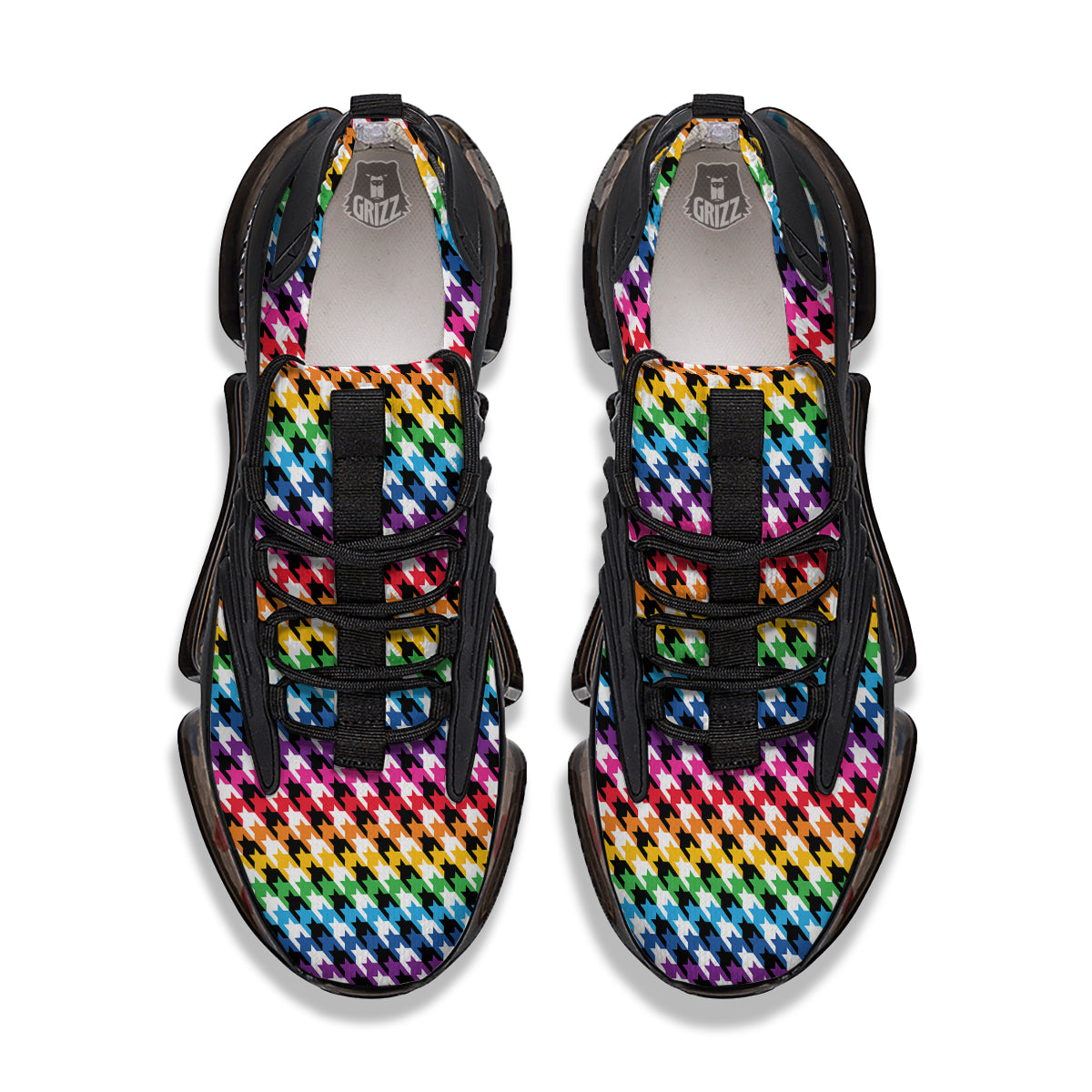 Houndstooth Rainbow Pride Print Pattern Black Gym Shoes-grizzshop