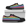 Houndstooth Rainbow Pride Print Pattern Black Low Top Shoes-grizzshop
