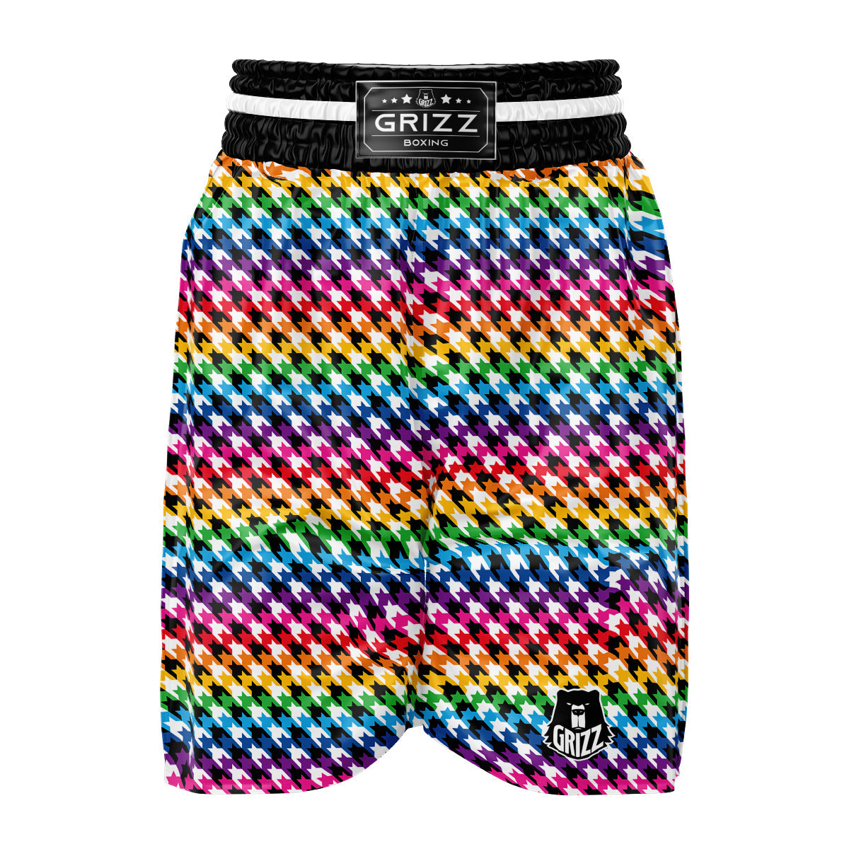 Houndstooth Rainbow Pride Print Pattern Boxing Shorts-grizzshop