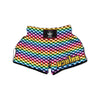 Houndstooth Rainbow Pride Print Pattern Muay Thai Boxing Shorts-grizzshop
