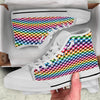 Houndstooth Rainbow Pride Print Pattern White High Top Shoes-grizzshop