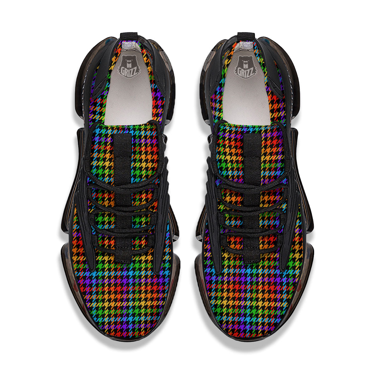 Houndstooth Rainbow Print Pattern Black Gym Shoes-grizzshop