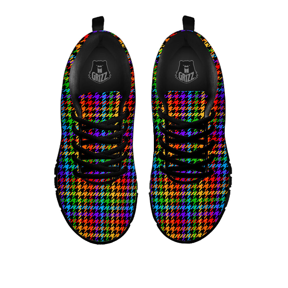 Houndstooth Rainbow Print Pattern Black Sneaker-grizzshop