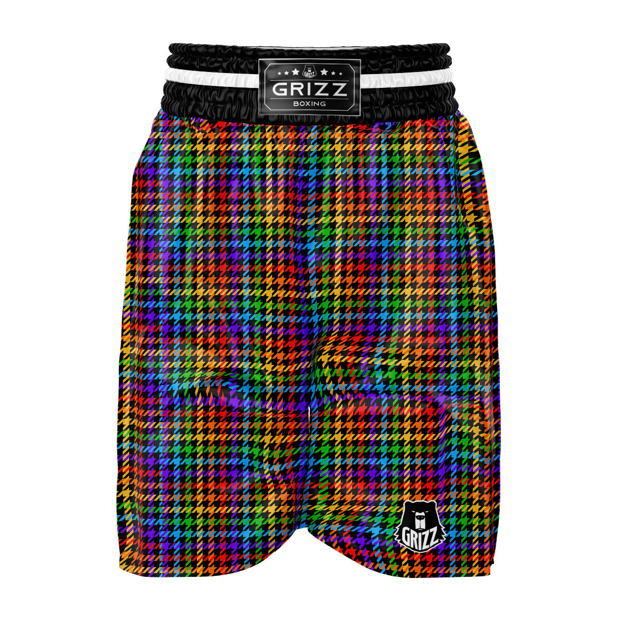 Houndstooth Rainbow Print Pattern Boxing Shorts-grizzshop