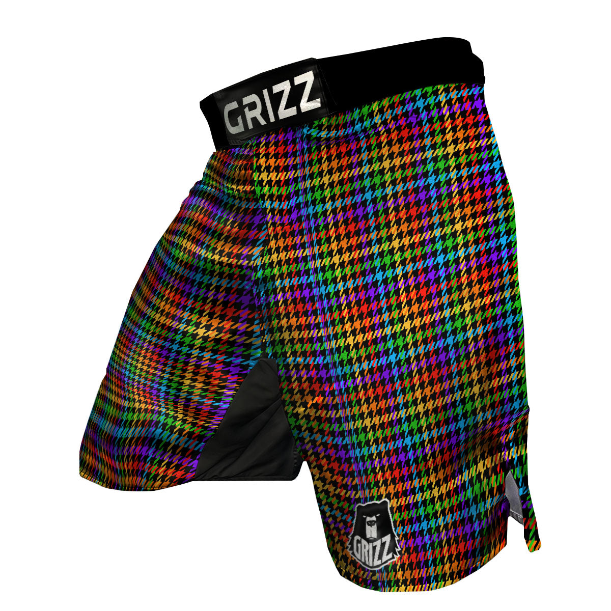Houndstooth Rainbow Print Pattern MMA Shorts-grizzshop