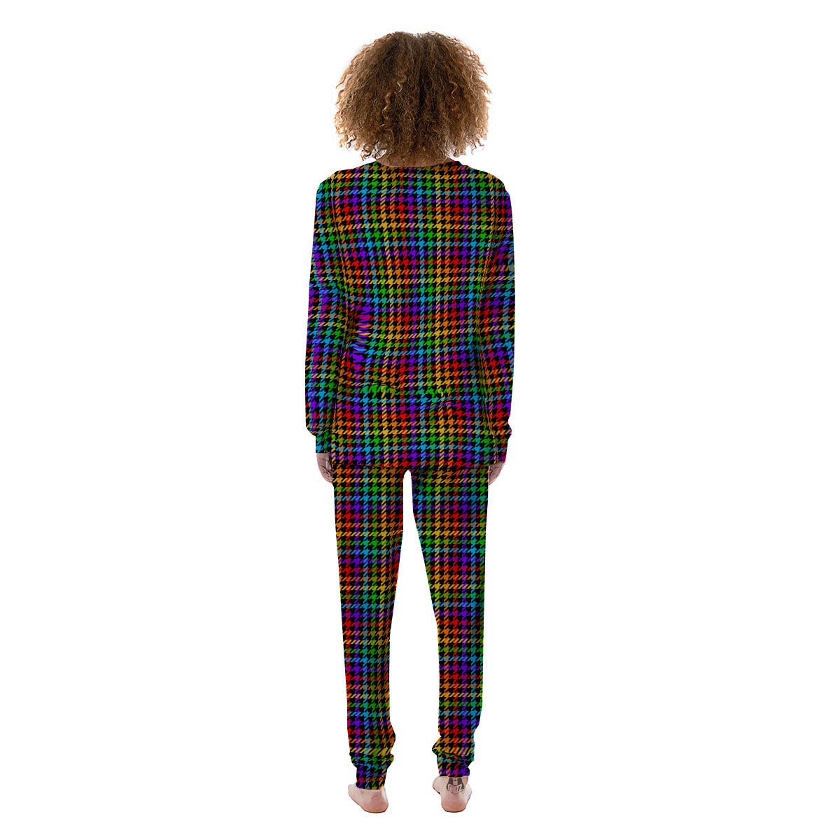 Houndstooth Rainbow Print Pattern Women's Pajamas-grizzshop