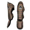 Houndstooth Red Brown Print Pattern Muay Thai Shin Guards-grizzshop