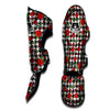 Houndstooth Red Roses Print Pattern Muay Thai Shin Guards-grizzshop