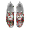 Houndstooth Red Roses Print Pattern White Athletic Shoes-grizzshop