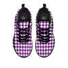 Houndstooth White And Purple Print Black Sneaker-grizzshop