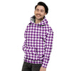 Houndstooth White And Purple Print Men's Hoodie-grizzshop