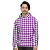 Houndstooth White And Purple Print Men's Hoodie-grizzshop