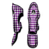 Houndstooth White And Purple Print Muay Thai Shin Guards-grizzshop