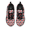 Houndstooth White And Red Print Pattern Black Sneaker-grizzshop