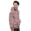Houndstooth White And Red Print Pattern Men's Hoodie-grizzshop