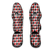 Houndstooth White And Red Print Pattern Muay Thai Shin Guards-grizzshop