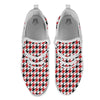 Houndstooth White And Red Print Pattern White Athletic Shoes-grizzshop