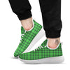 Houndstooth green Trippy Print Pattern White Athletic Shoes-grizzshop